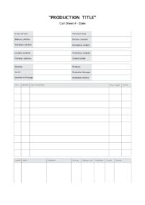 Call Point Sheets Free Printable Call Sheet Template
