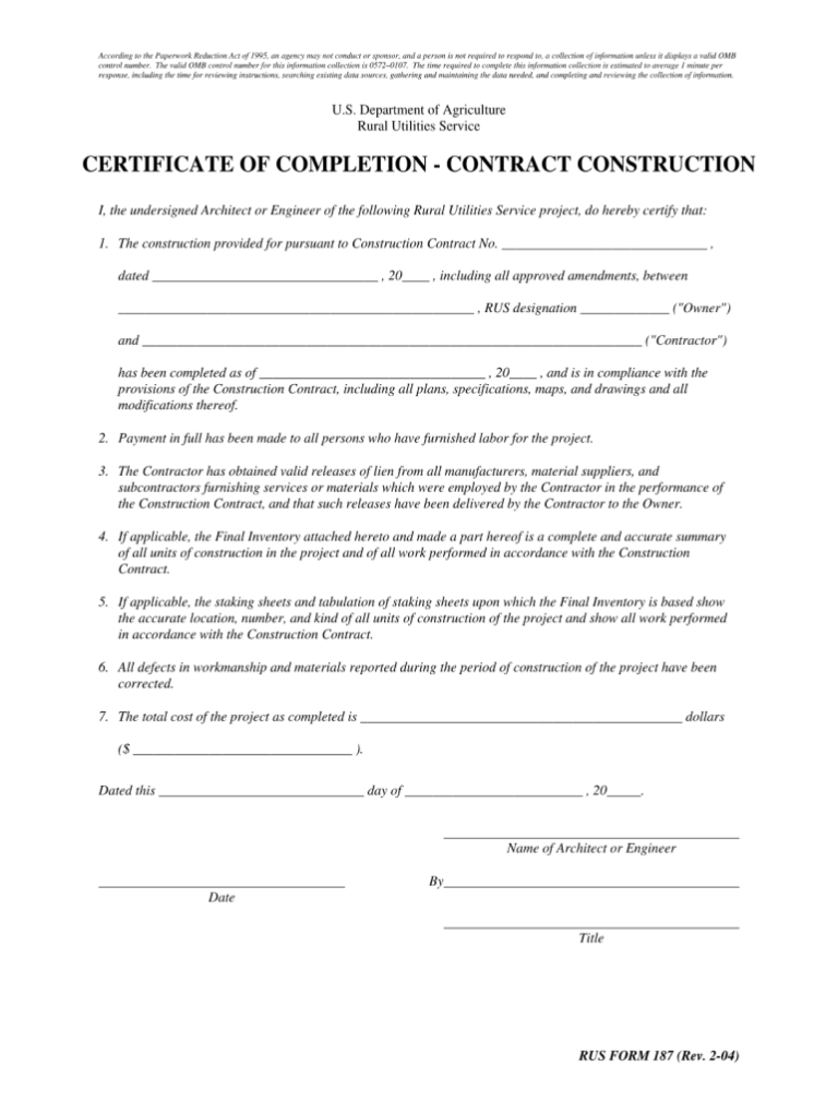 Picture of Building Completion Certificate Template