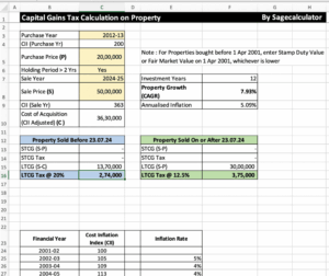 Capital Gains And Losses Calculator Template