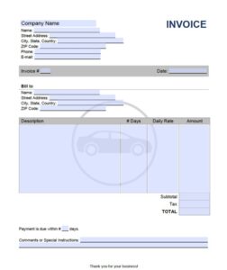 Free Printable Car Rental Receipt Template