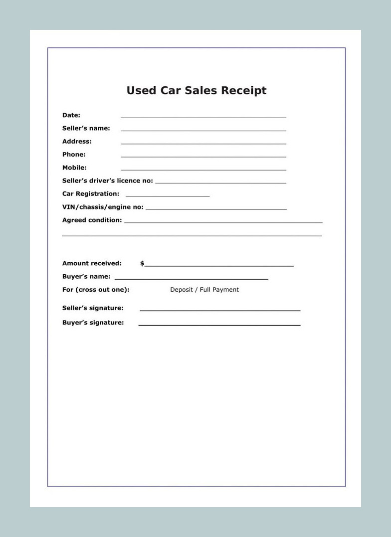 Car Sales Receipt Template Sample Car Sales Receipt Template Sample
