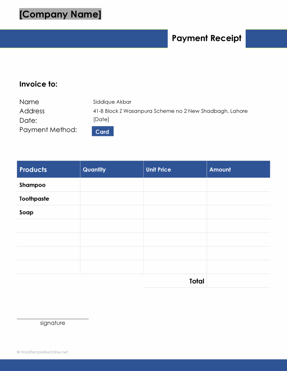 Free Printable Cash Bill Template