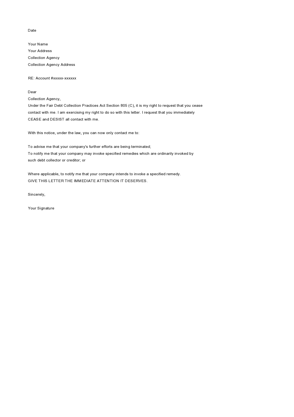 Cease and Desist Letter Template