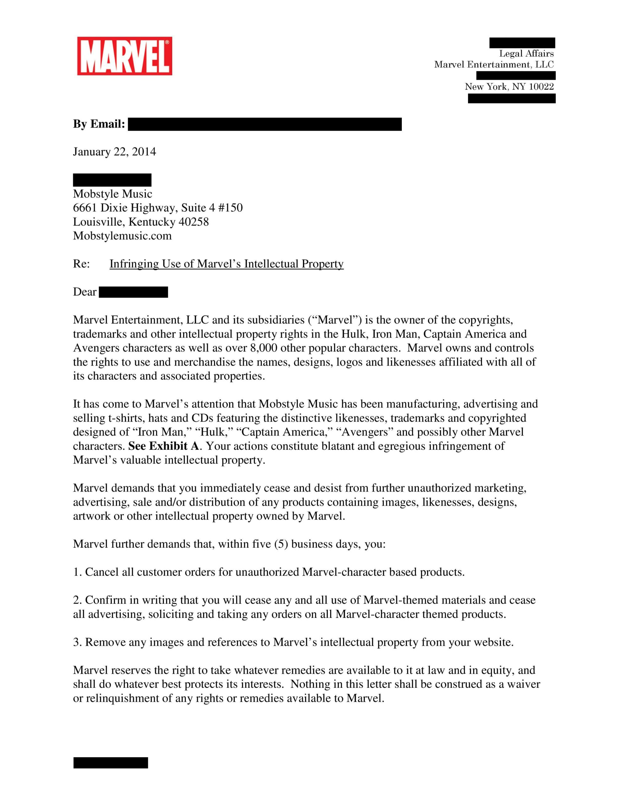 Cease and Desist Letter Template