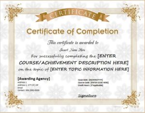 Printable Certificate of Completion Template