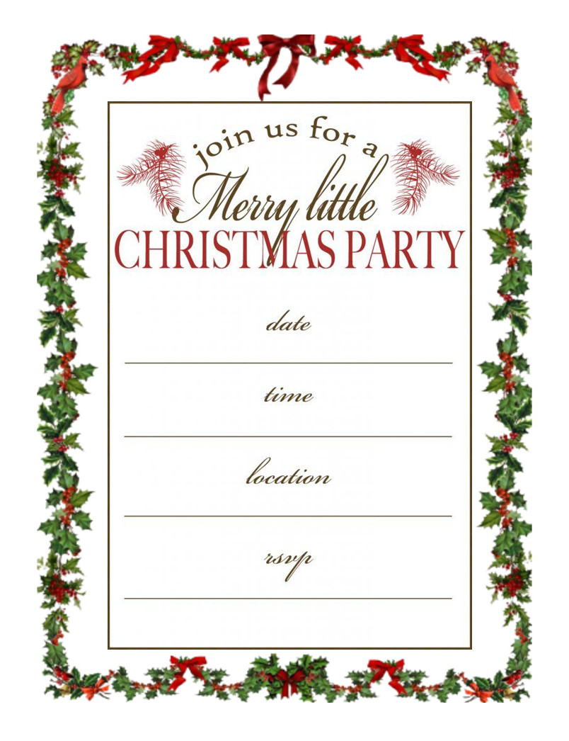 Christmas Party Invitation Template Printable Blank Christmas Party Invitation Template