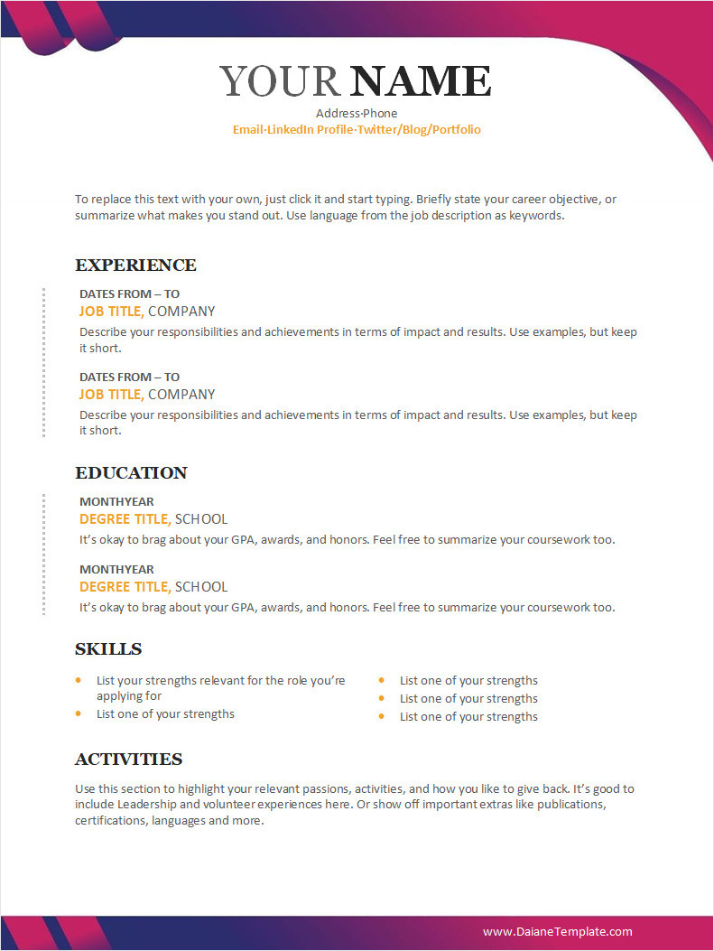Chronological Resume Template Free Chronological Resume Template Word