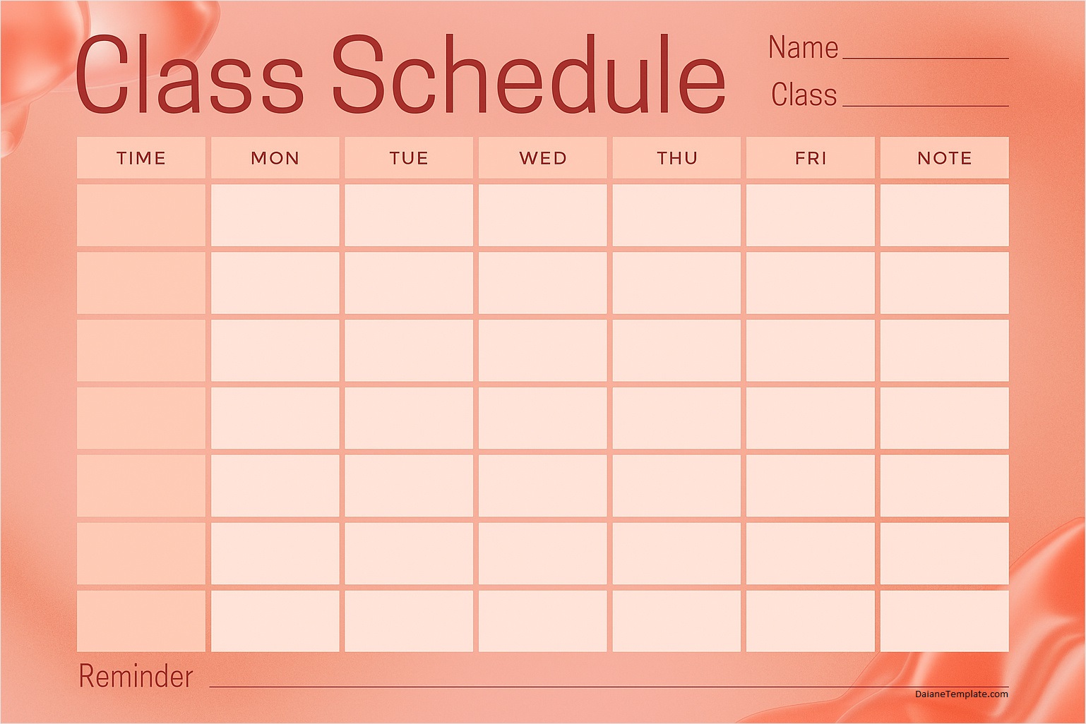 Free Printable Class Schedule Template