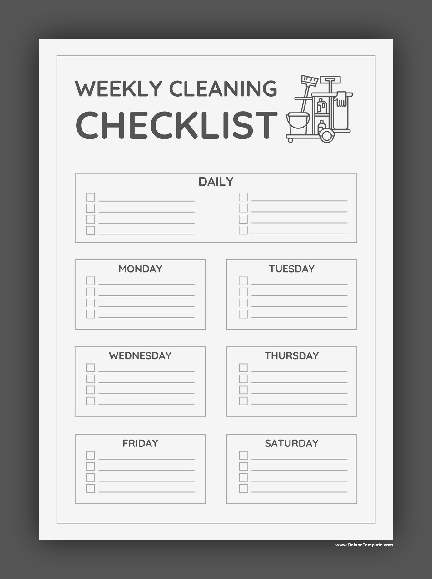 Simple Commercial Cleaning Checklist Template