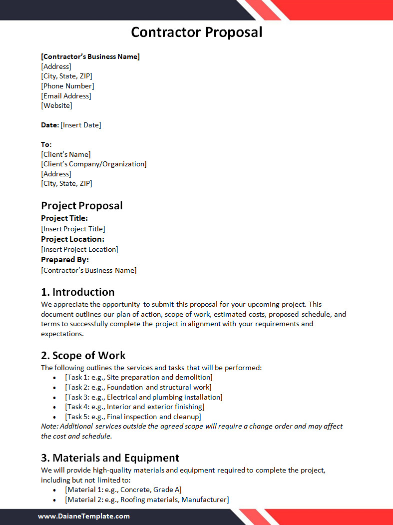 Contractor Proposal Template