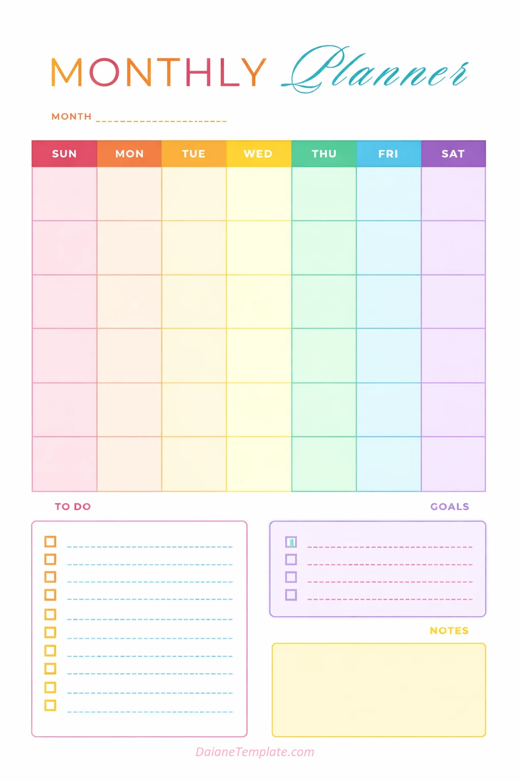 Cute Monthly Planner Template