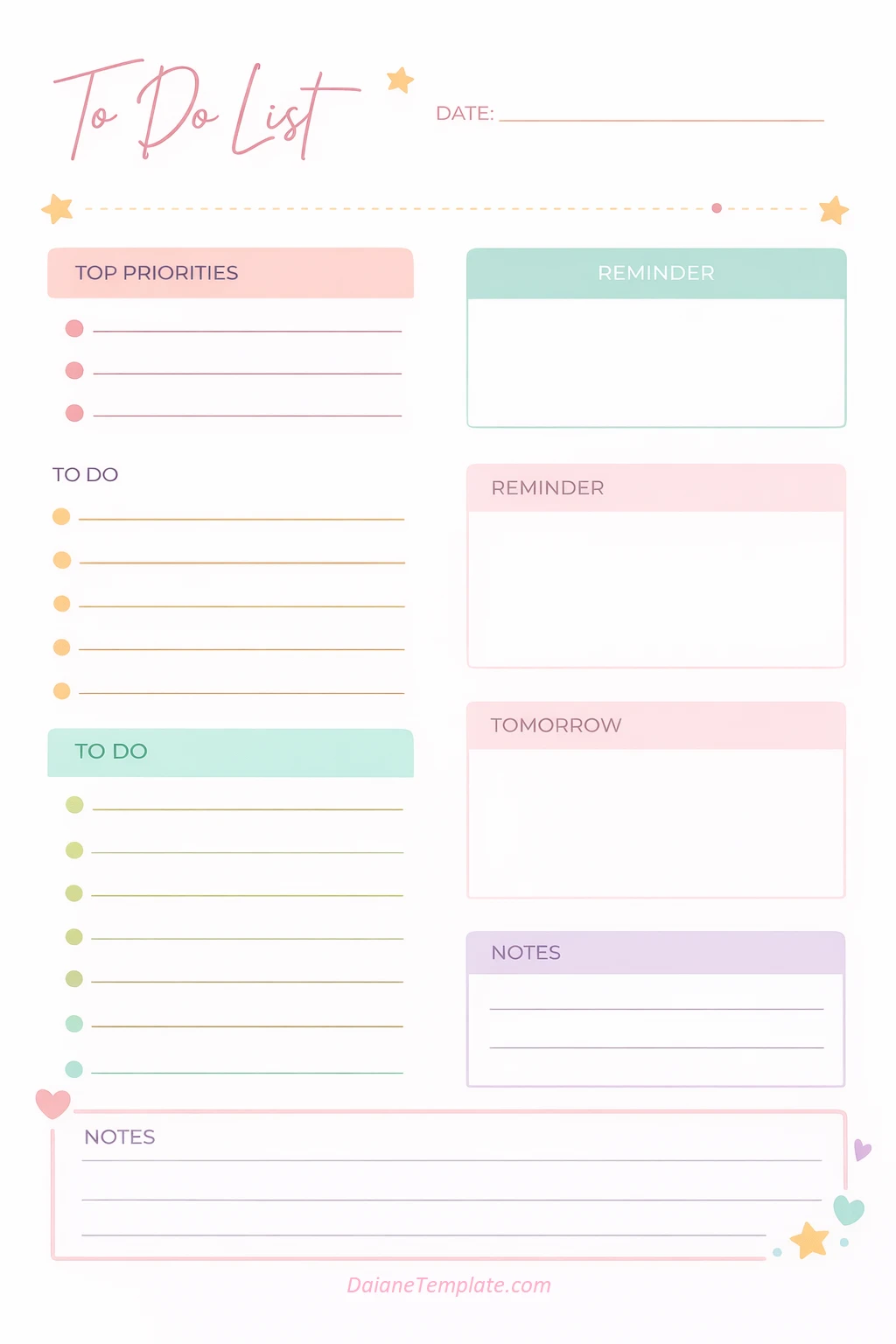 Cute To Do List Template Cute To-Do List Template