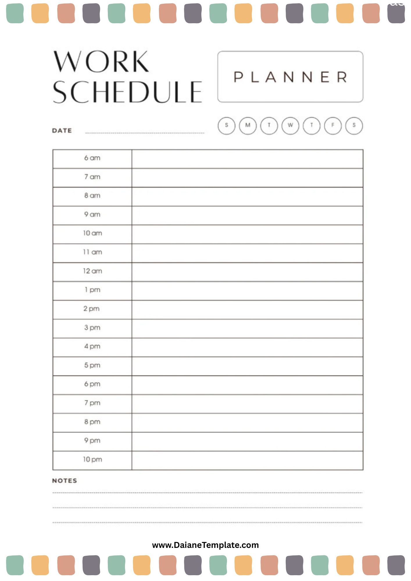 Simple Daily Work Schedule Template