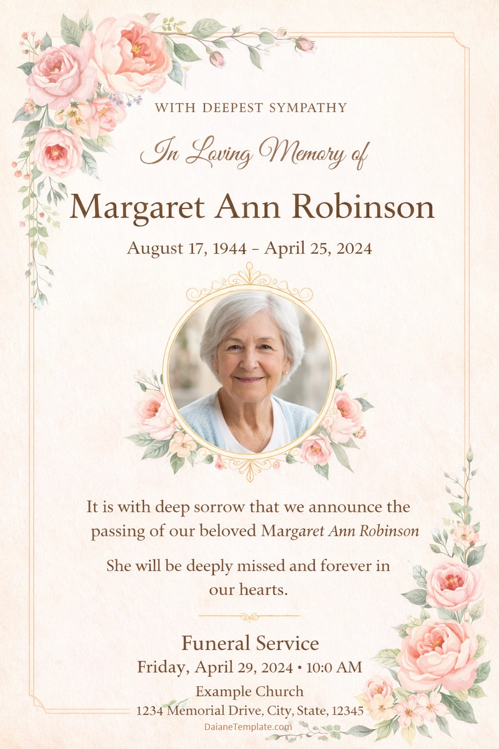 Death Announcement Template Death Announcement Template