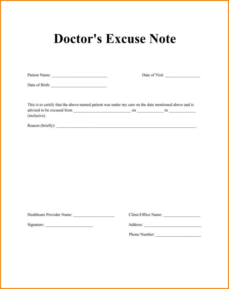 Doctor Excuse Note Template Doctor Excuse Note Template