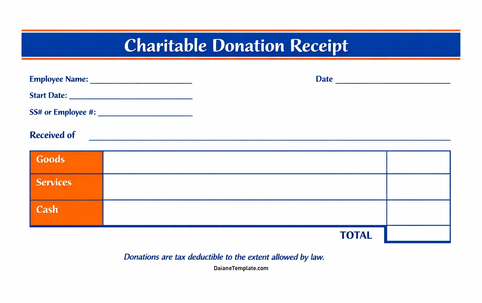 Donation Receipt Template Simple Blank Donation Receipt Template