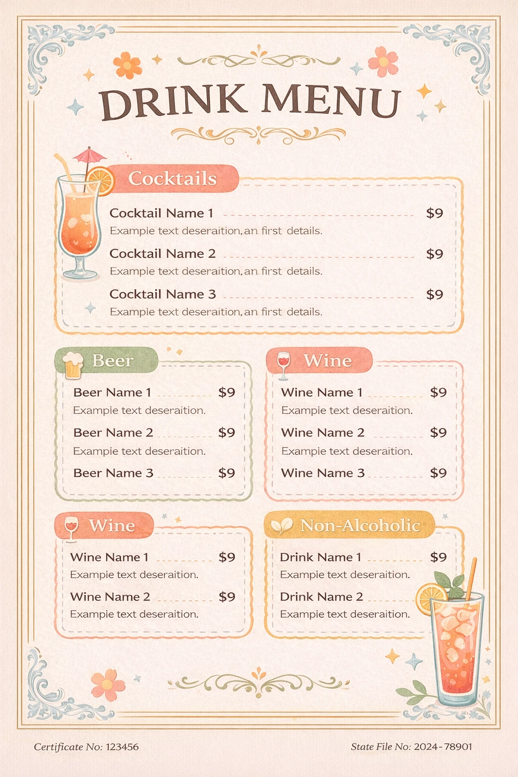 Drink Menu Template