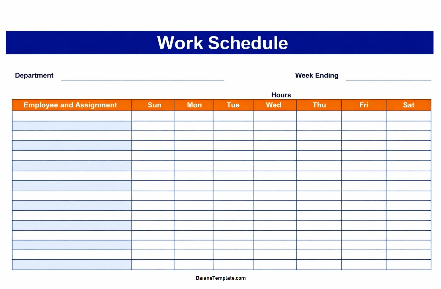 Simple Blank Employee Schedule Template