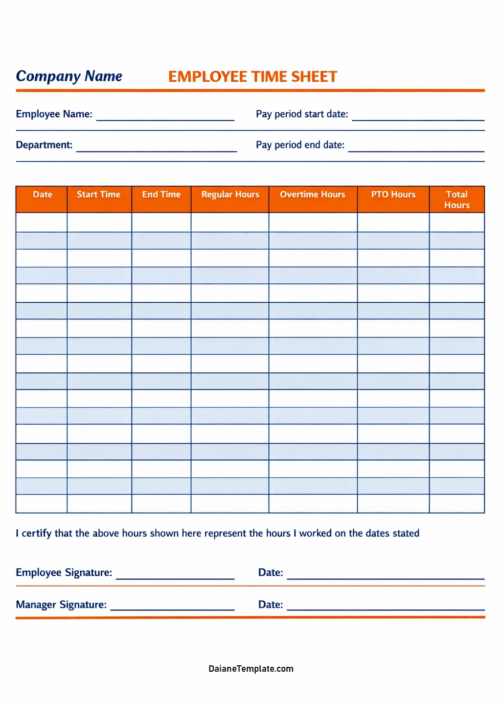 Employee Timesheet Template Simple Blank Employee Timesheet Template