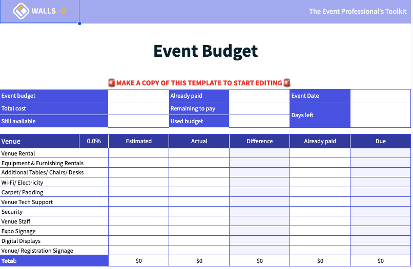 Event Budget Template Event Budget Template