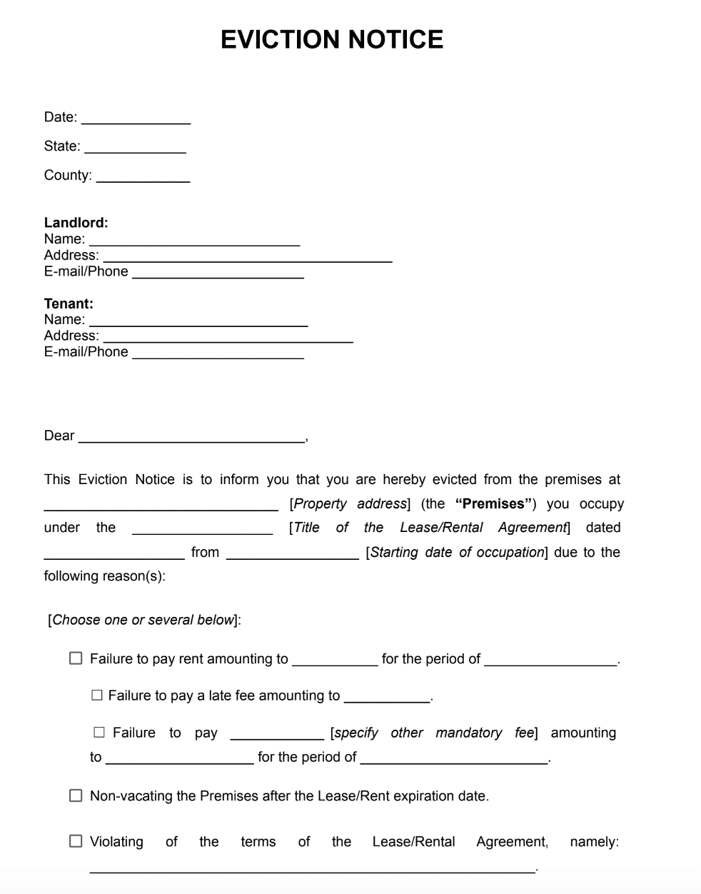Eviction Notice Template Eviction Notice Template