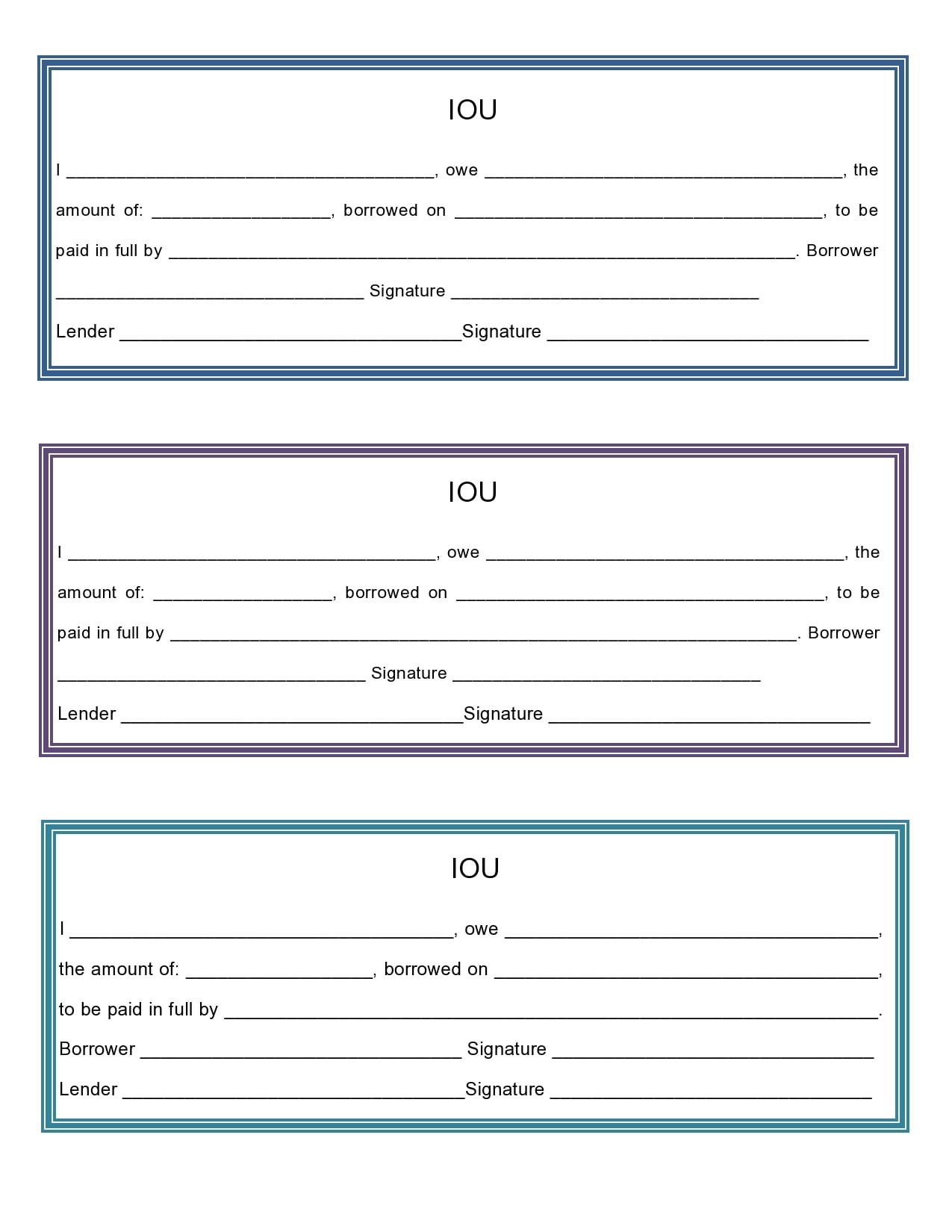 Example IOU Template Example IOU Template