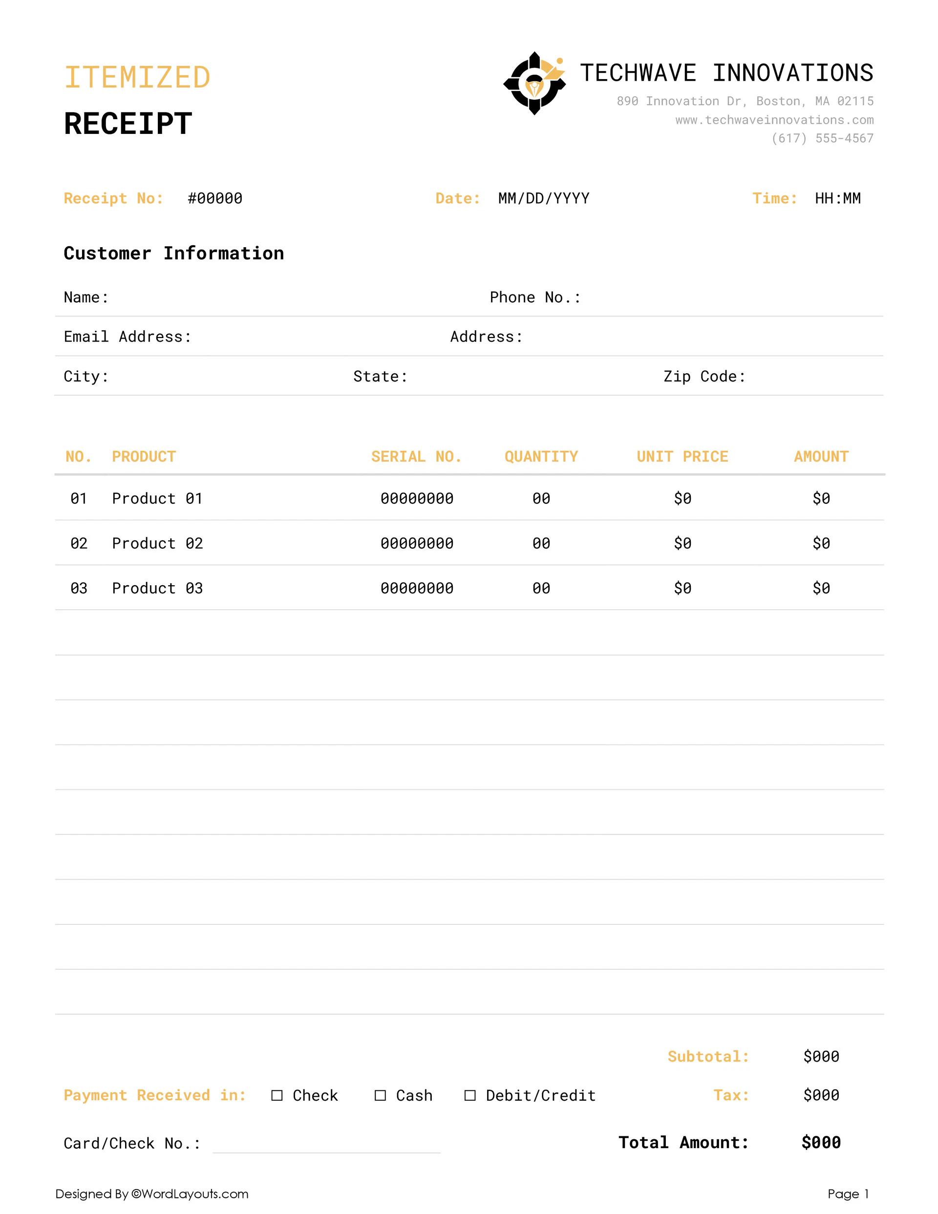 Example Itemized Receipt Template Example Itemized Receipt Template