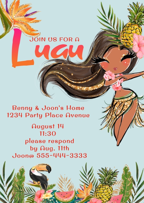 Example Luau Party Invitation Template Example Luau Party Invitation Template