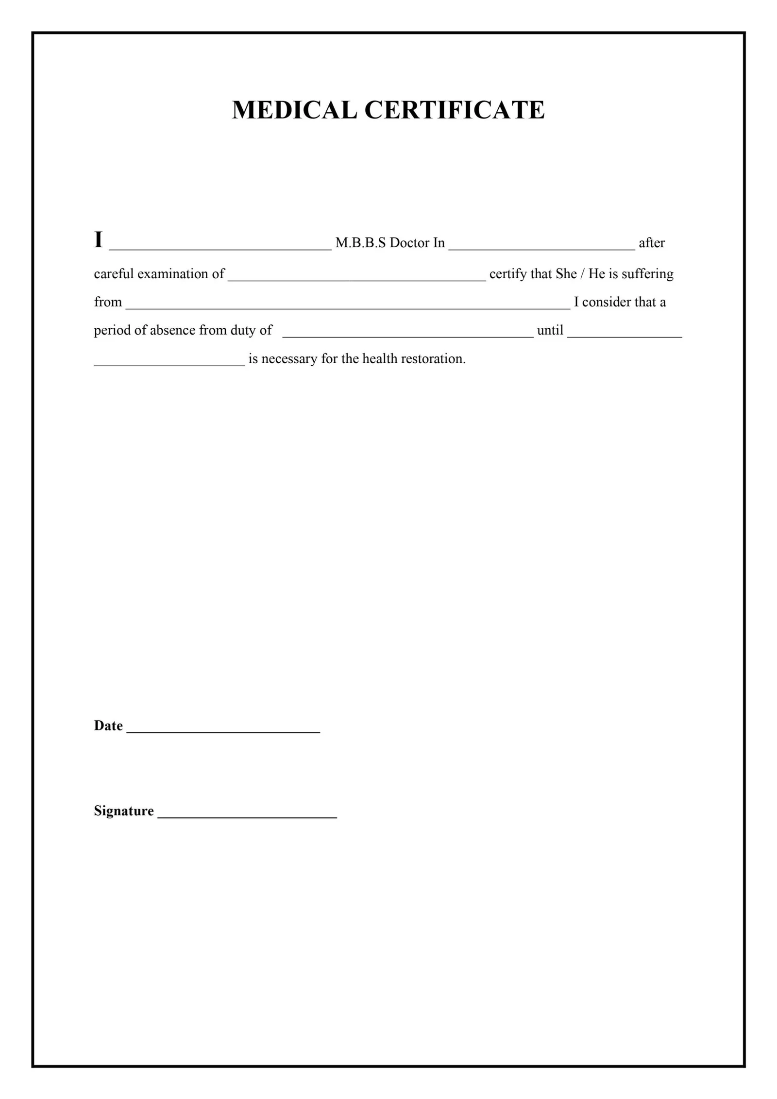 Example Medical Certificate Template Example Medical Certificate Template