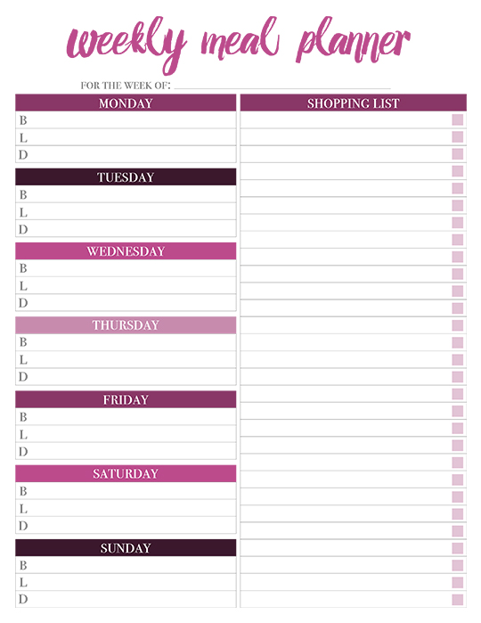 Example Menu Planner Template Example Menu Planner Template