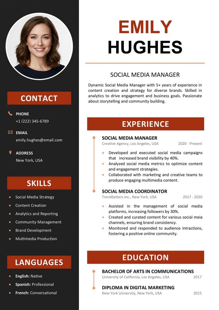 Example Modern Resume Template Example Modern Resume Template