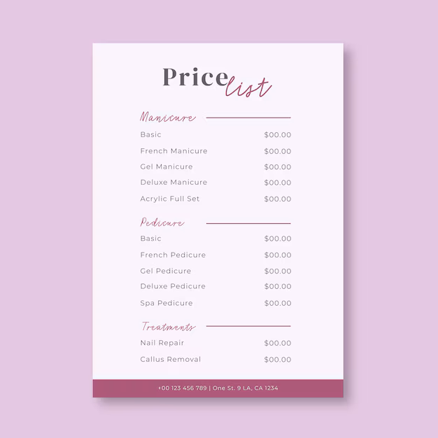 Example Nail Salon Price List Template Example Nail Salon Price List Template