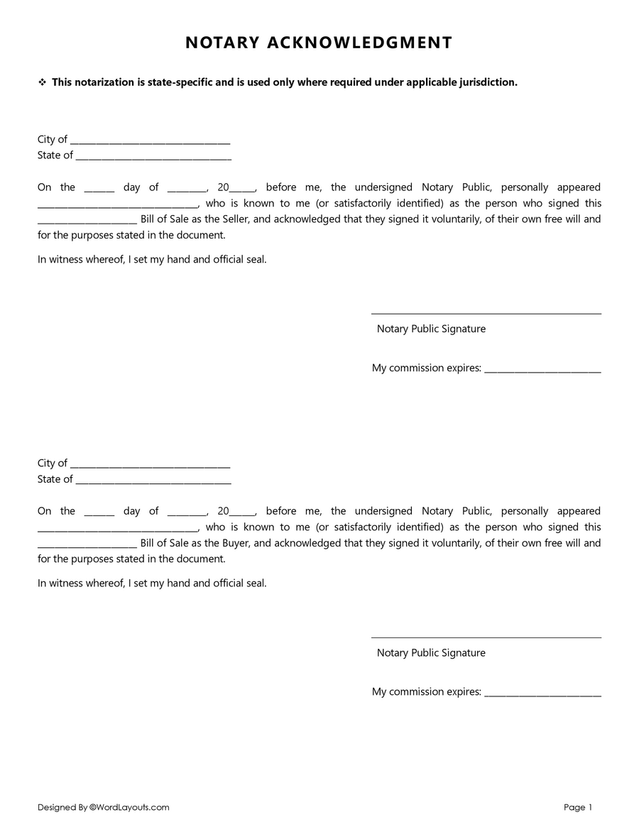 Example Notary Acknowledgement Form Example Notary Acknowledgement Form