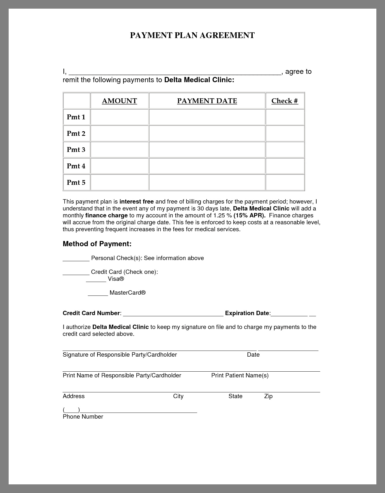 Example Payment Plan Template Example Payment Plan Template