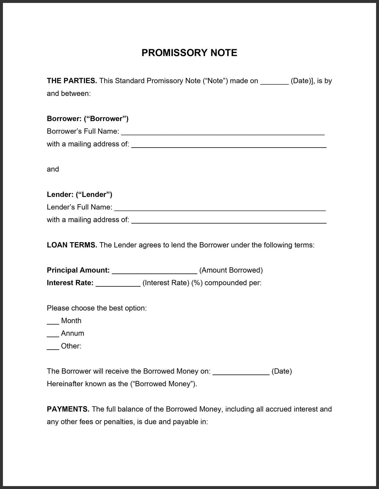 Example Promissory Agreement Template Example Promissory Agreement Template