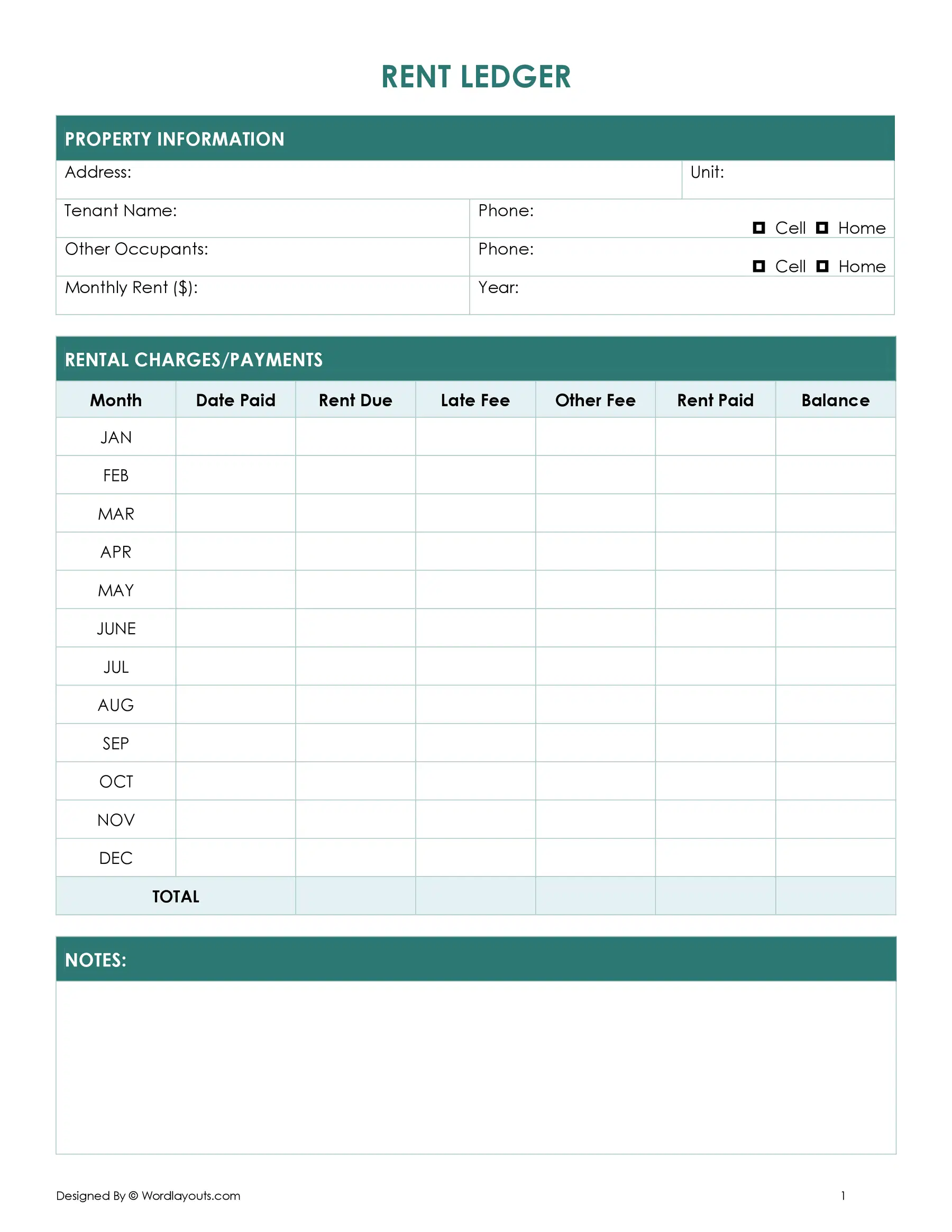 Example Rental Ledger Template Example Rental Ledger Template