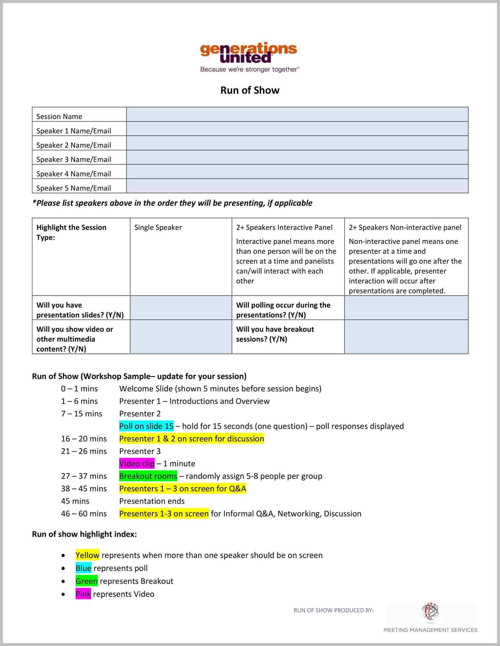 Example Run of Show Template Example Run of Show Template