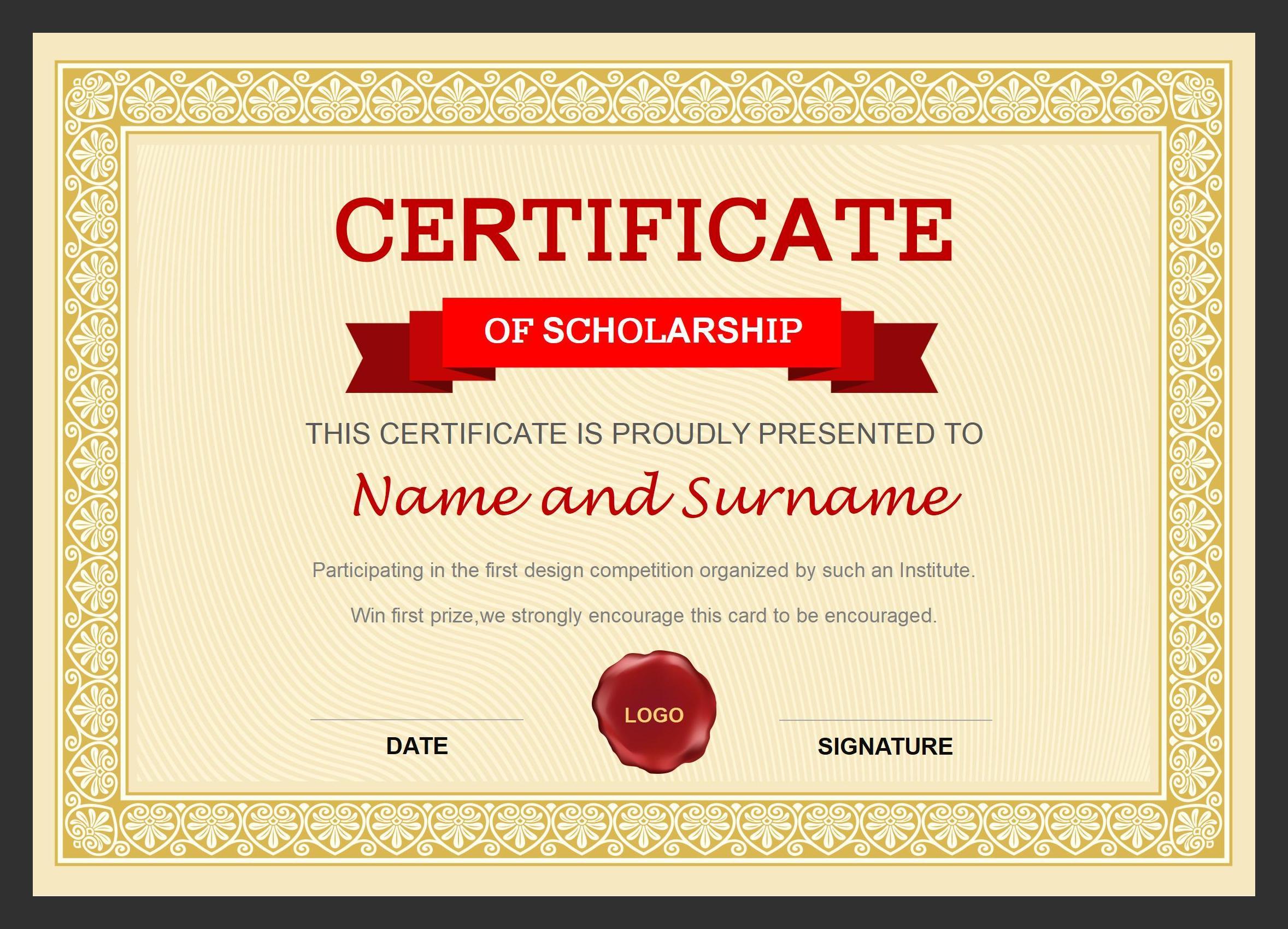 Example Scholarship Certificate Template Example Scholarship Certificate Template
