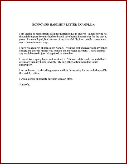 Example of Financial Hardship Letter Template Example of Financial Hardship Letter Template