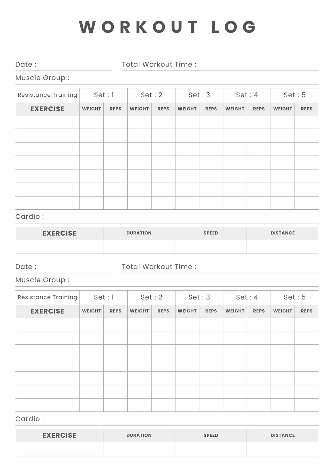 Example of Fitness Log Template Example of Fitness Log Template