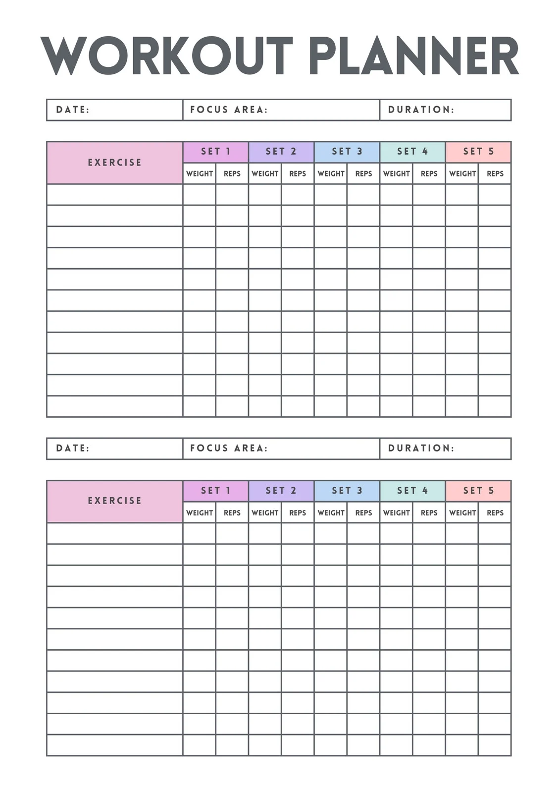 Example of Fitness Planner Template Example of Fitness Planner Template