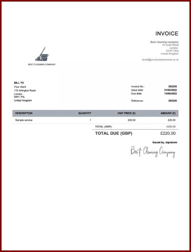 Example of Generic Invoice Template Example of Generic Invoice Template