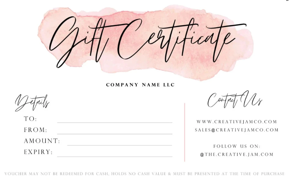 Example of Gift Card Template