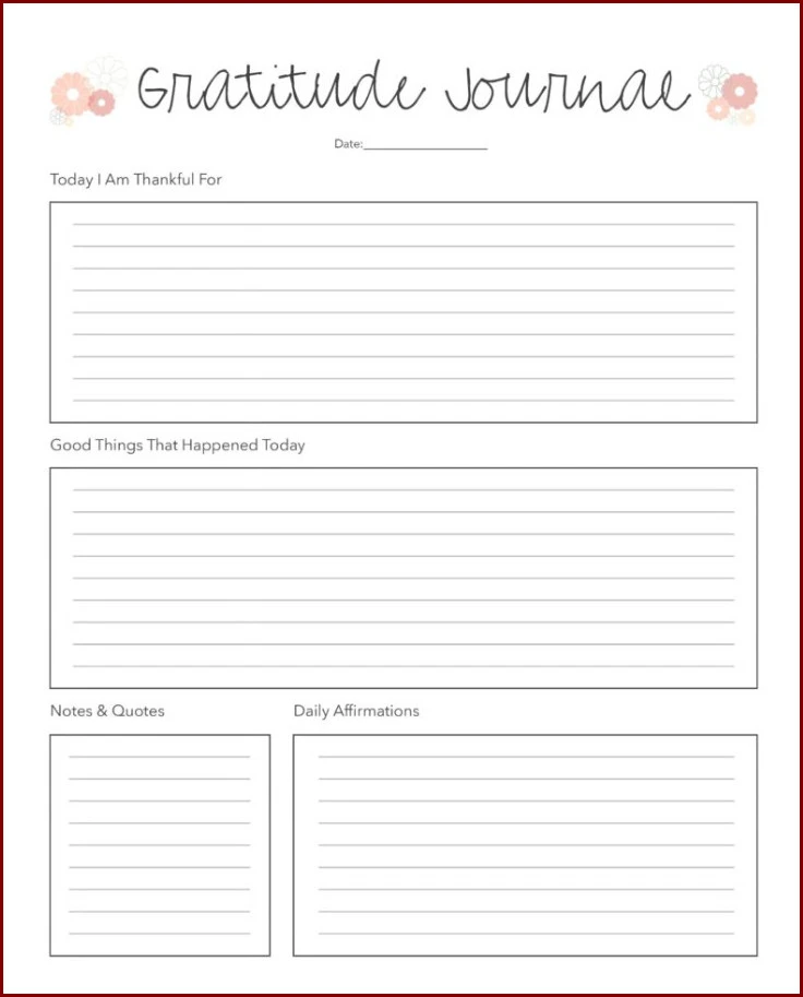 Example of Gratitude Journal Template