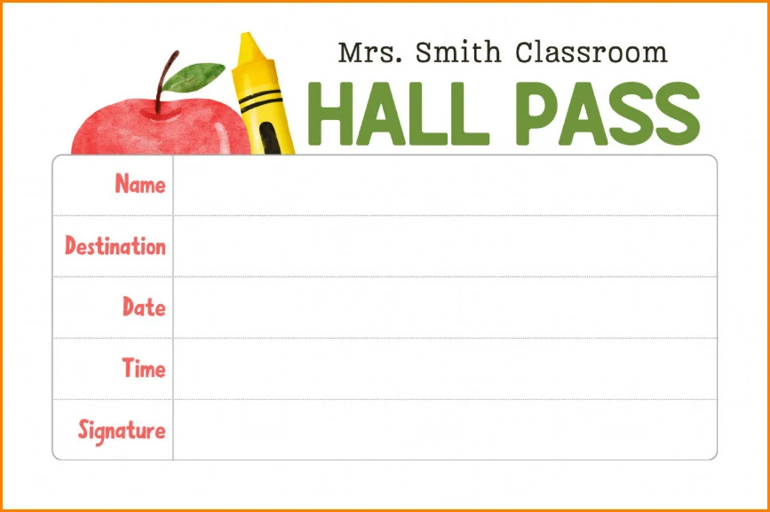Example of Hall Passes Template