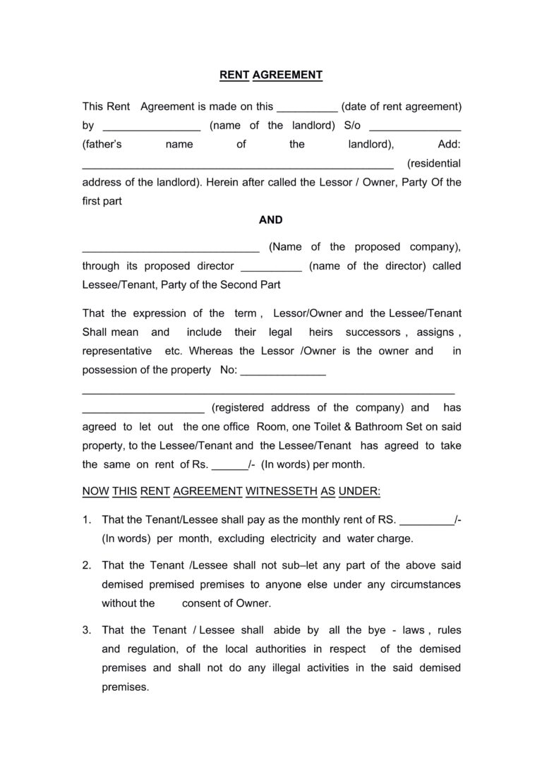 House Rent Agreement Template