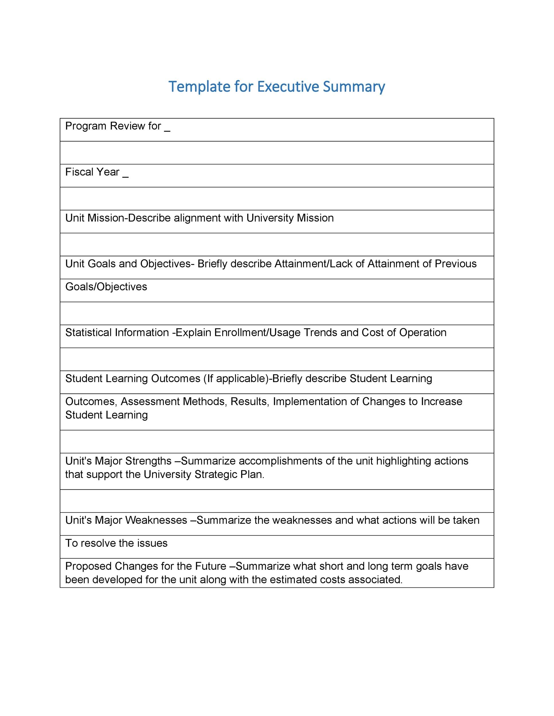 Executive Summary Template