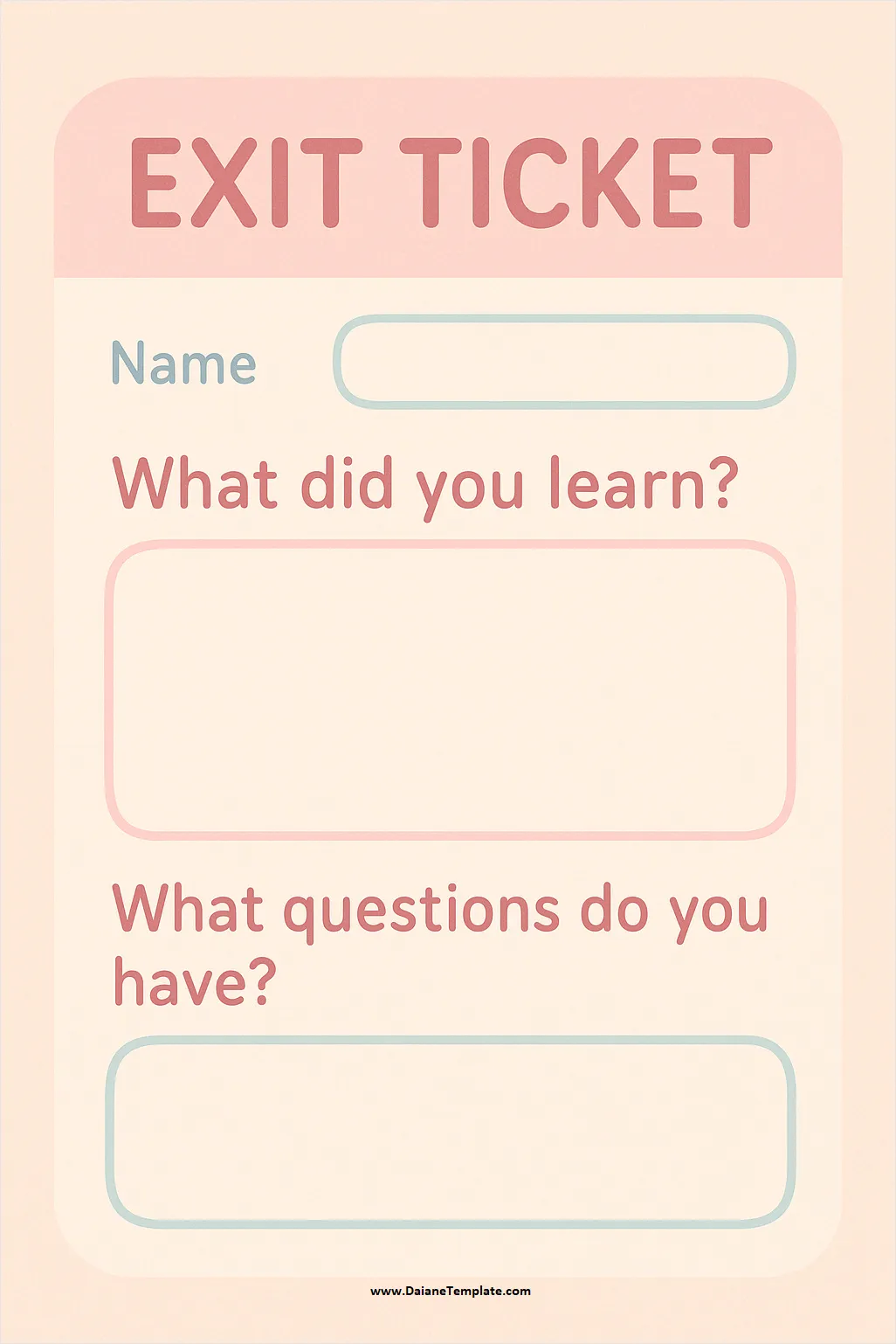 Exit Ticket Template Simple Exit Ticket Template Word PDF