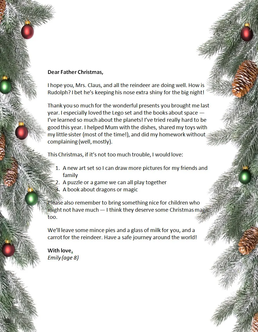 Father Christmas Letter Template Father Christmas Letter Template Word