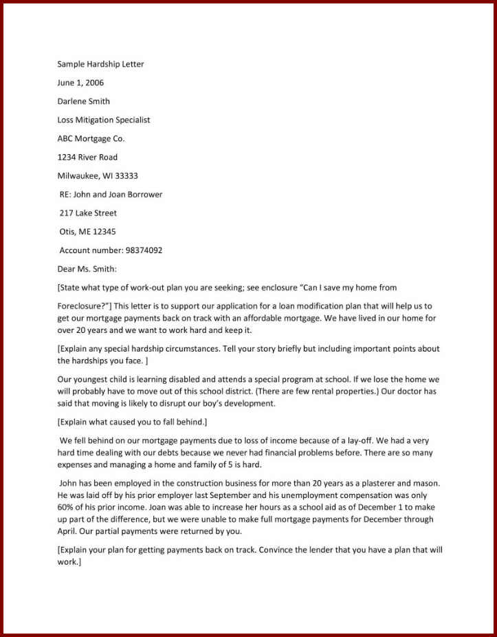 Financial Hardship Letter Template Sample Financial Hardship Letter Template Sample